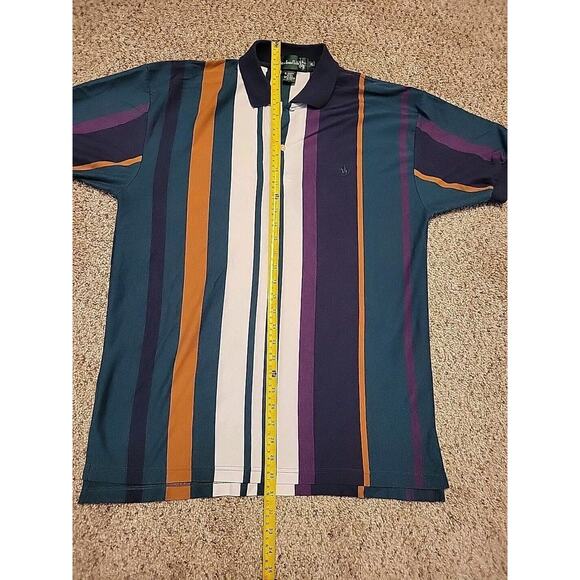 VTG Knights Of Round Table Striped Polo Shirt Mens XL Tall MultiColor Y2K - Picture 7 of 11